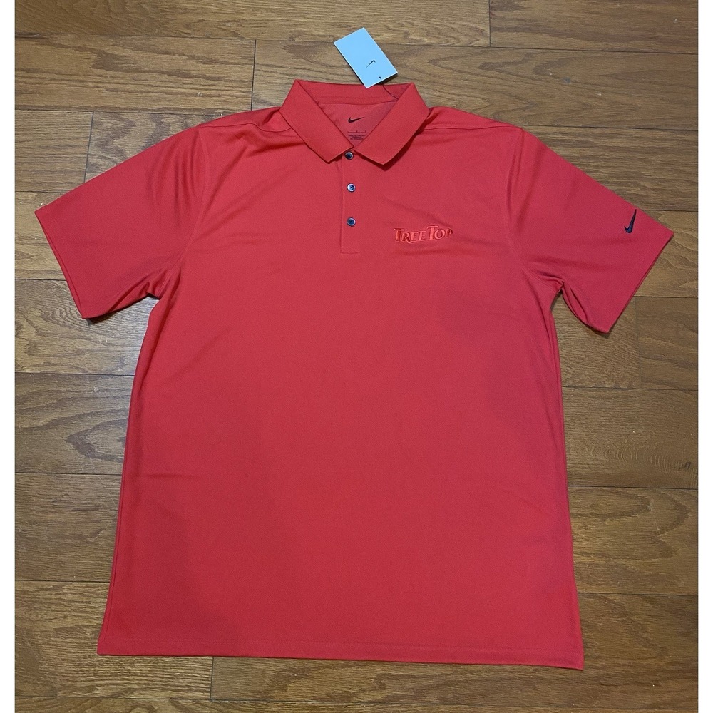 NEW NWat Nike Dri-Fit Red Polo Shirt Tree‎ Top Men's Large L Brand New $80